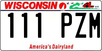 WI license plate 111PZM