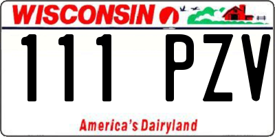 WI license plate 111PZV