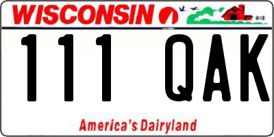 WI license plate 111QAK