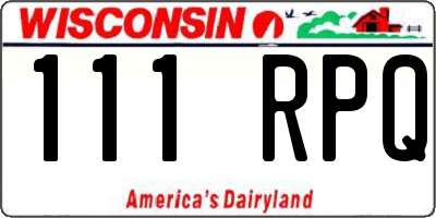 WI license plate 111RPQ