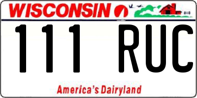 WI license plate 111RUC
