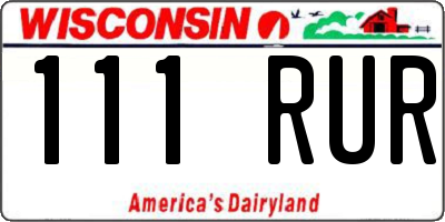 WI license plate 111RUR