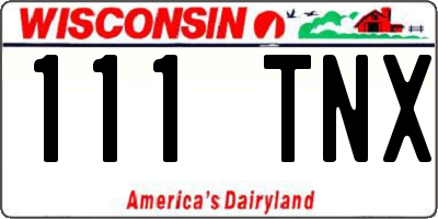 WI license plate 111TNX