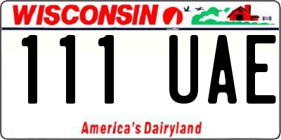 WI license plate 111UAE