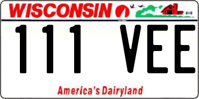 WI license plate 111VEE