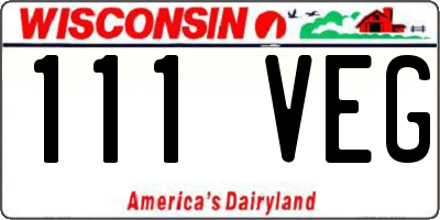 WI license plate 111VEG