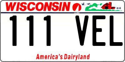 WI license plate 111VEL