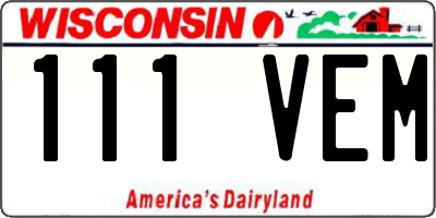 WI license plate 111VEM