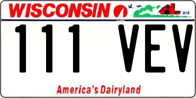 WI license plate 111VEV