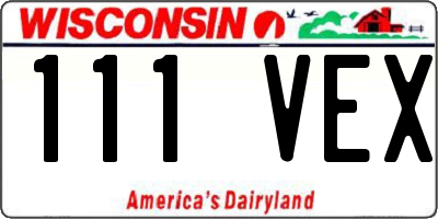 WI license plate 111VEX