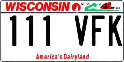 WI license plate 111VFK