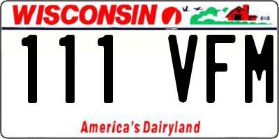 WI license plate 111VFM