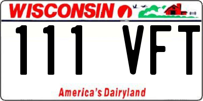 WI license plate 111VFT