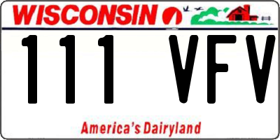 WI license plate 111VFV