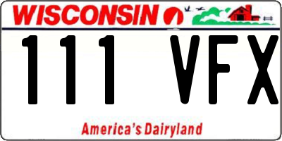 WI license plate 111VFX
