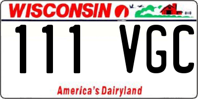 WI license plate 111VGC