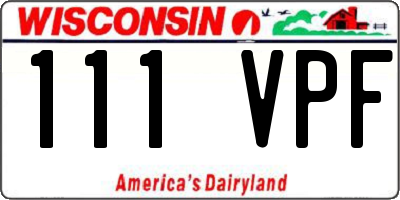 WI license plate 111VPF