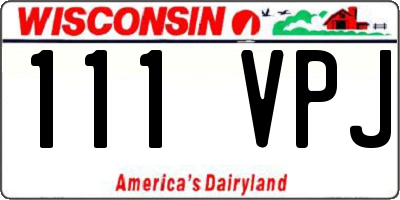 WI license plate 111VPJ