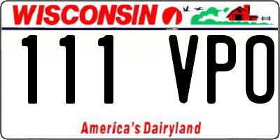 WI license plate 111VPO