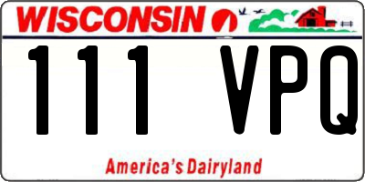 WI license plate 111VPQ