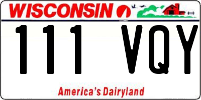 WI license plate 111VQY