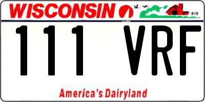 WI license plate 111VRF