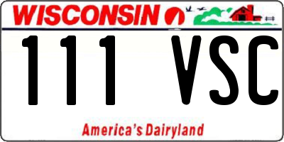 WI license plate 111VSC