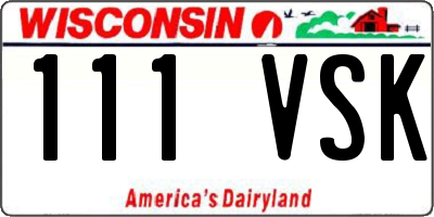 WI license plate 111VSK