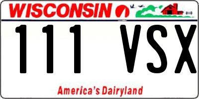 WI license plate 111VSX