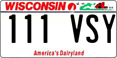 WI license plate 111VSY