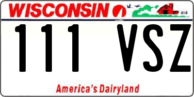 WI license plate 111VSZ