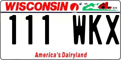 WI license plate 111WKX