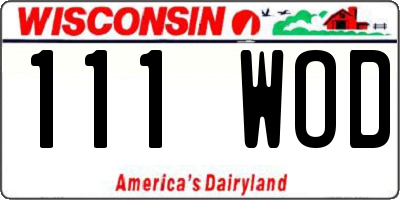 WI license plate 111WOD