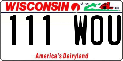 WI license plate 111WOU