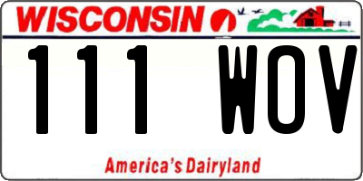 WI license plate 111WOV