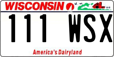 WI license plate 111WSX