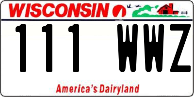 WI license plate 111WWZ