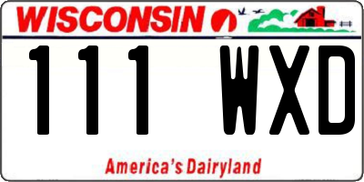 WI license plate 111WXD
