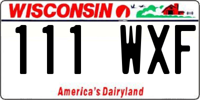 WI license plate 111WXF