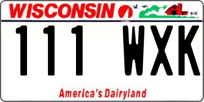 WI license plate 111WXK
