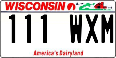 WI license plate 111WXM