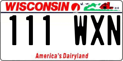 WI license plate 111WXN
