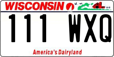 WI license plate 111WXQ
