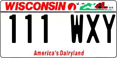 WI license plate 111WXY