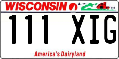 WI license plate 111XIG