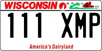 WI license plate 111XMP