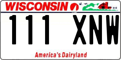WI license plate 111XNW