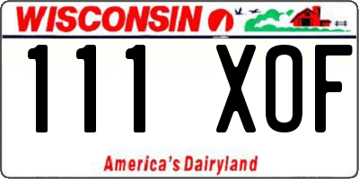 WI license plate 111XOF