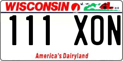 WI license plate 111XON