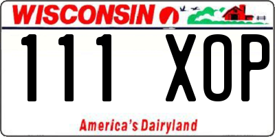 WI license plate 111XOP